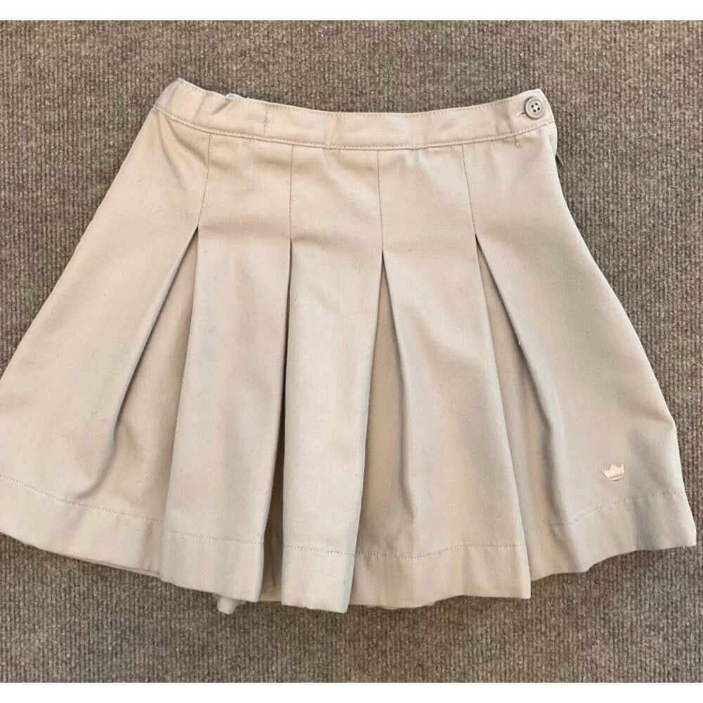 Lands End Skirt Girls 7 School Uniform Box Pleated Adjustable Waist Preppy